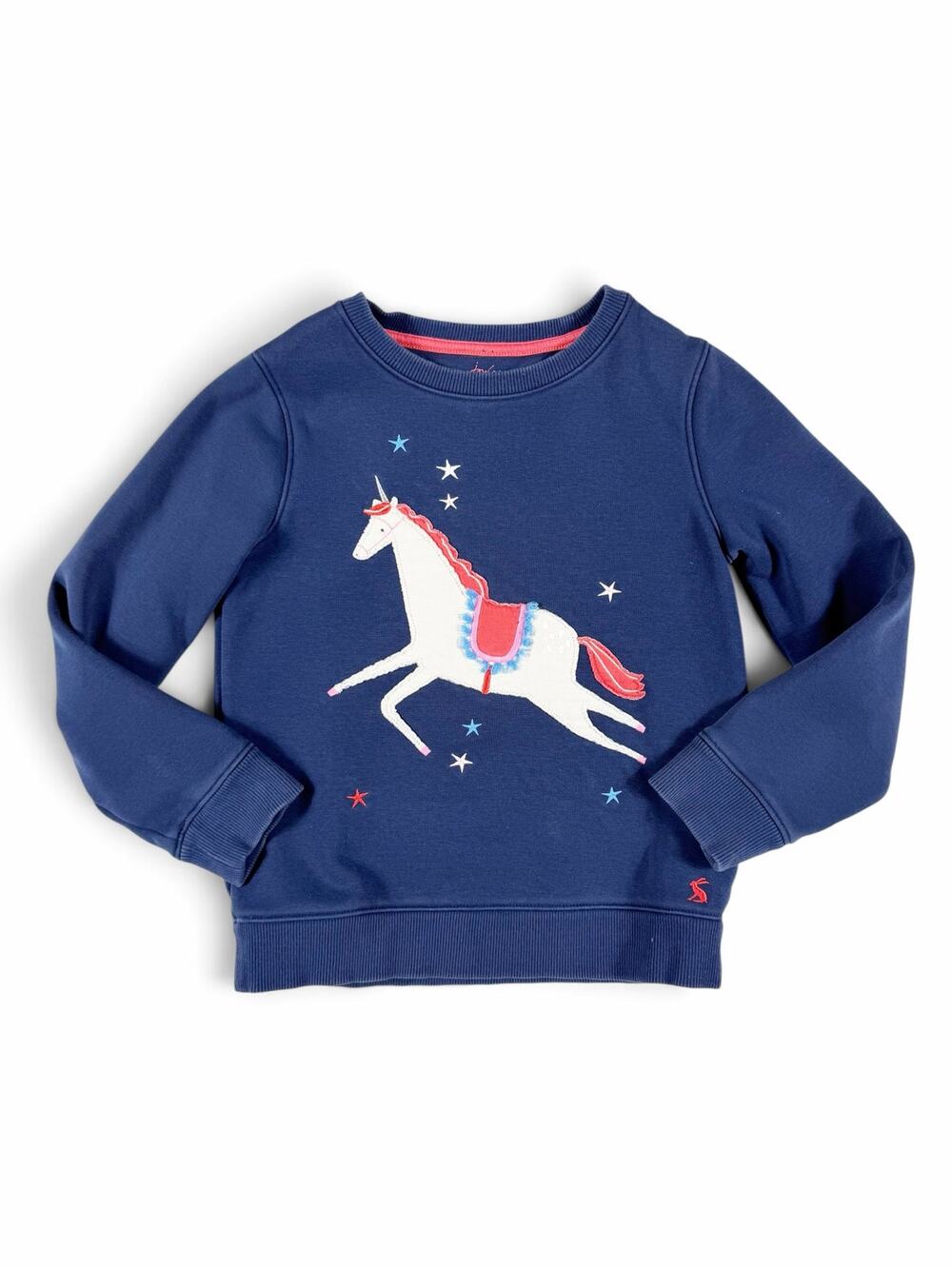 Joules Mackenzie Starhorse Unicorn Appliqué Sweatshirt Navy Blue 8 Years